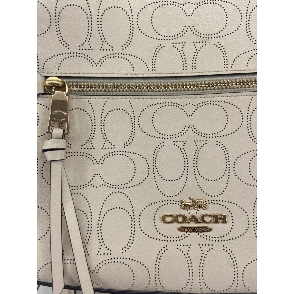 Coach Jordyn Backpack Chalk White Perforated Signature Leather Bag F72645